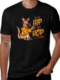 Hip Hop Kangaroo Graphic T-Shirt - Black