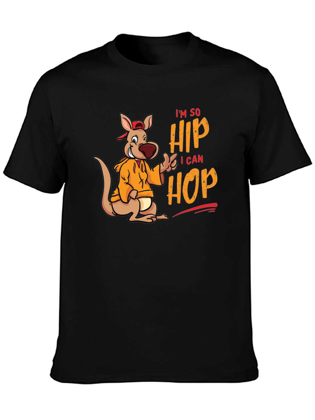 Hip Hop Kangaroo Graphic T-Shirt - Black