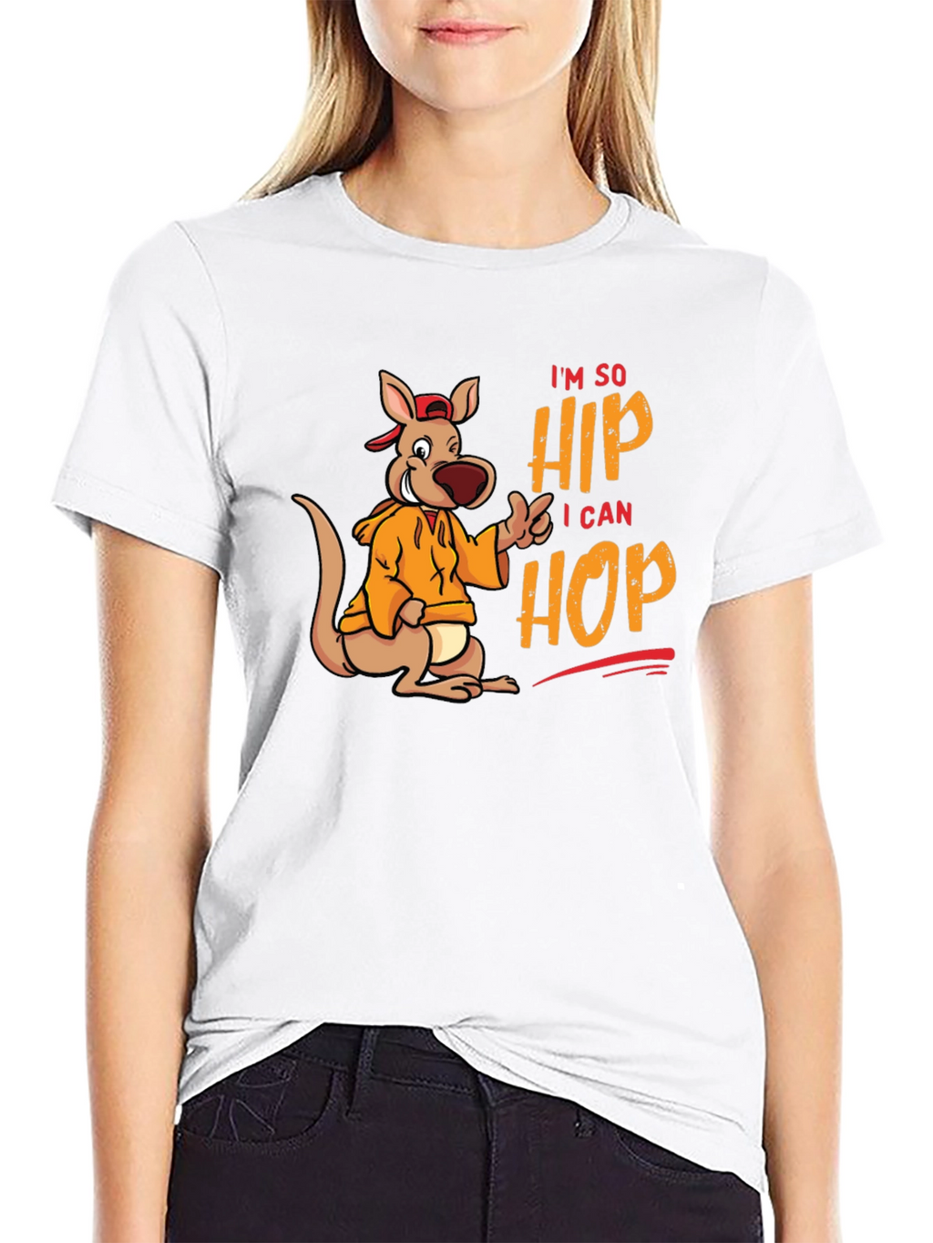 Hip Hop Kangaroo Graphic T-Shirt - Black