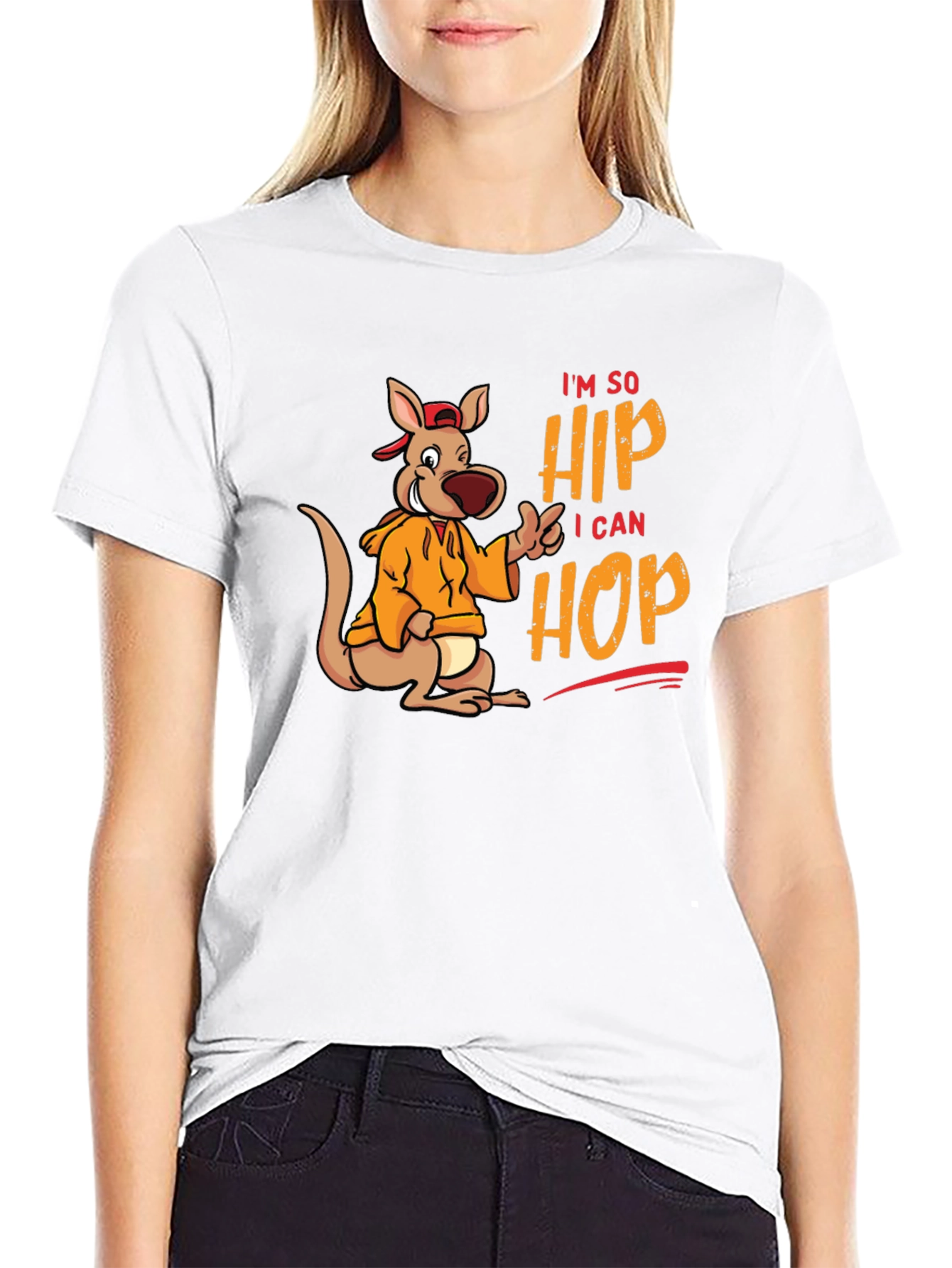 Hip Hop Kangaroo Graphic T-Shirt - Black