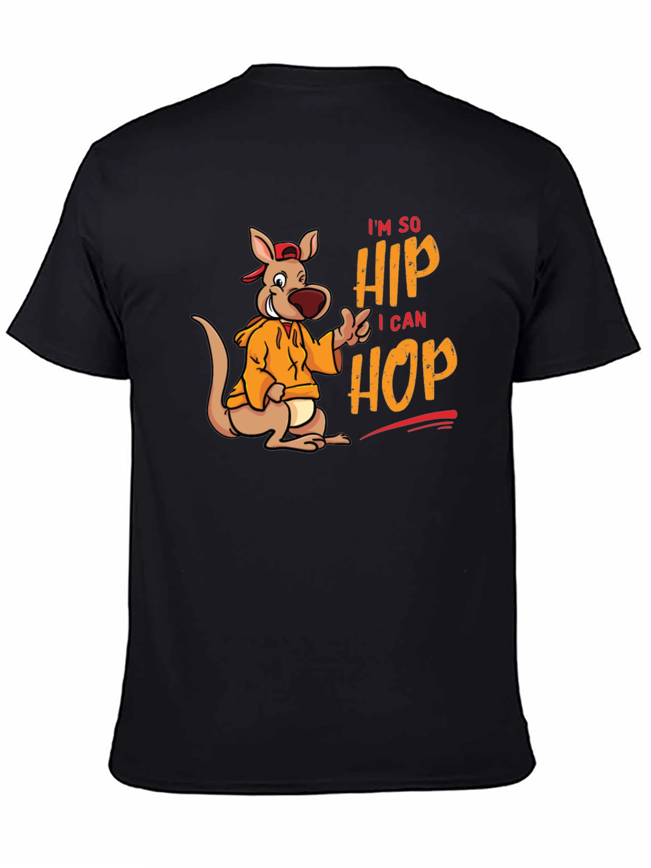 Hip Hop Kangaroo Graphic T-Shirt - Black