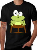 Frog on Stool Graphic Tee - Mens Black T-Shirt