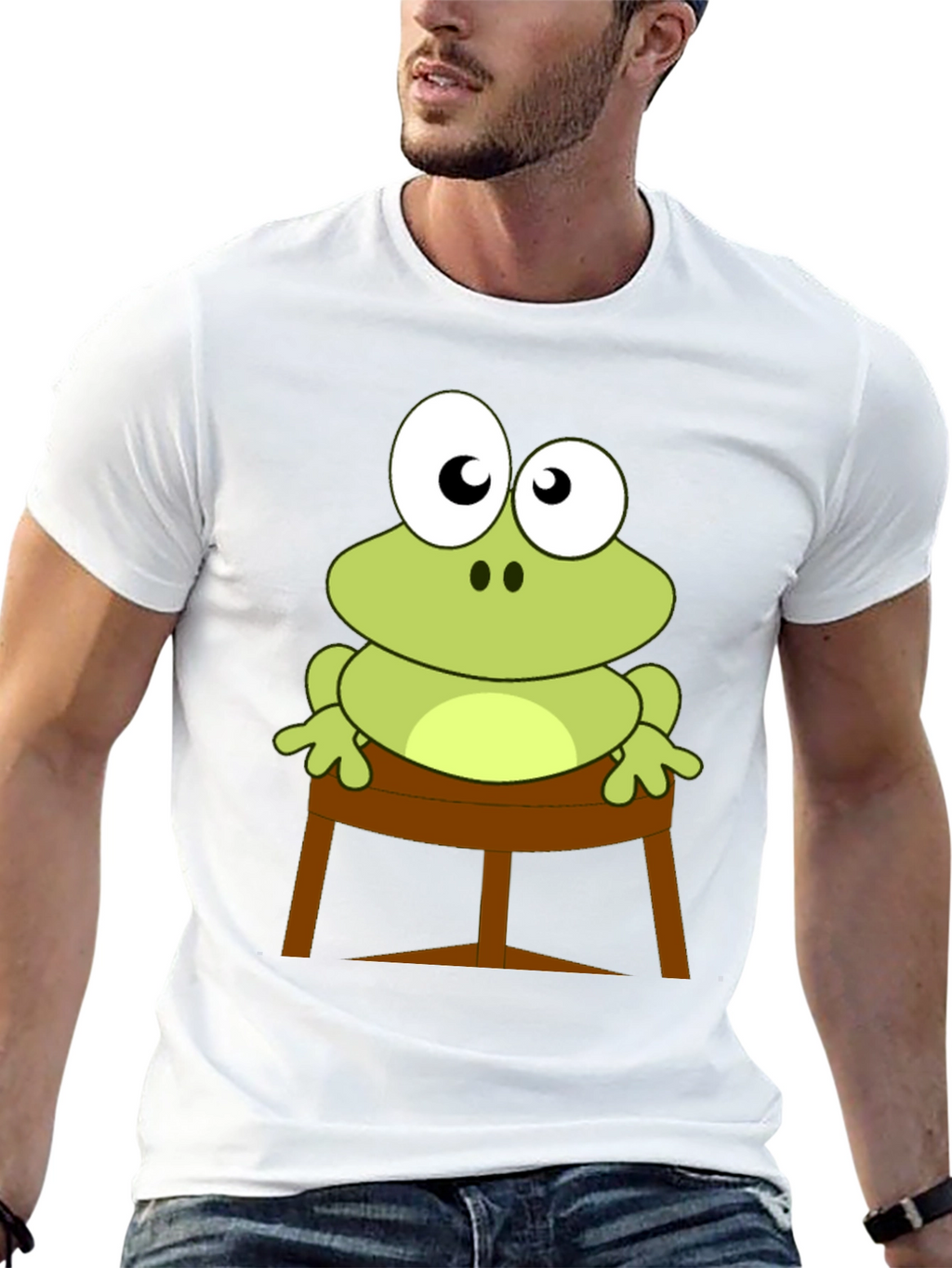 Frog on Stool Graphic Tee - Mens Black T-Shirt