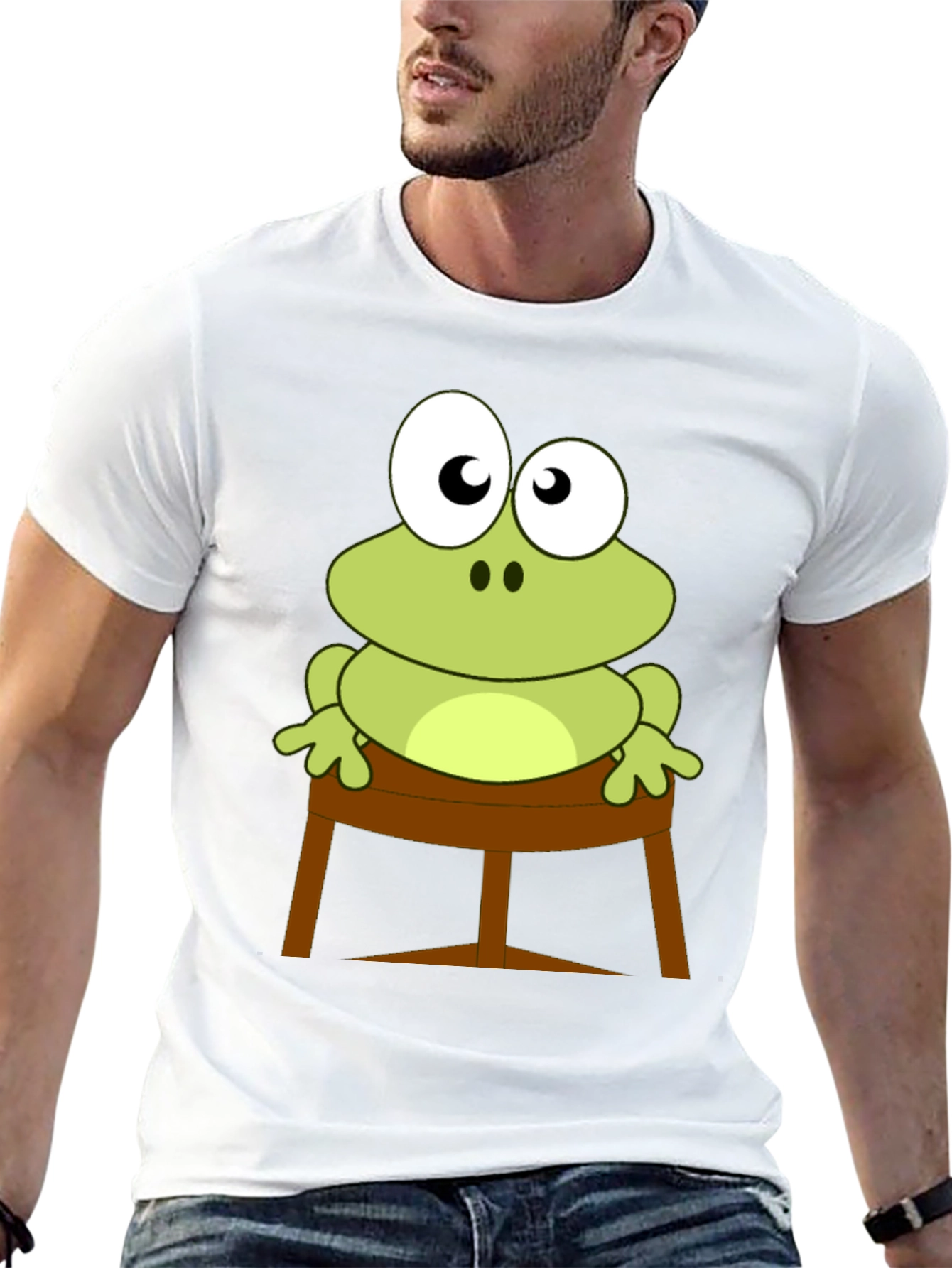 Frog on Stool Graphic Tee - Mens Black T-Shirt
