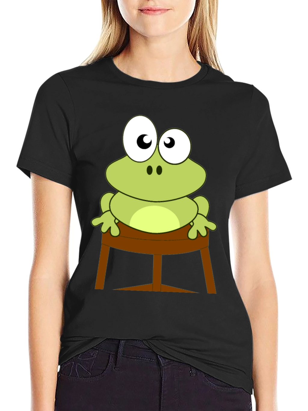 Frog on Stool Graphic Tee - Mens Black T-Shirt