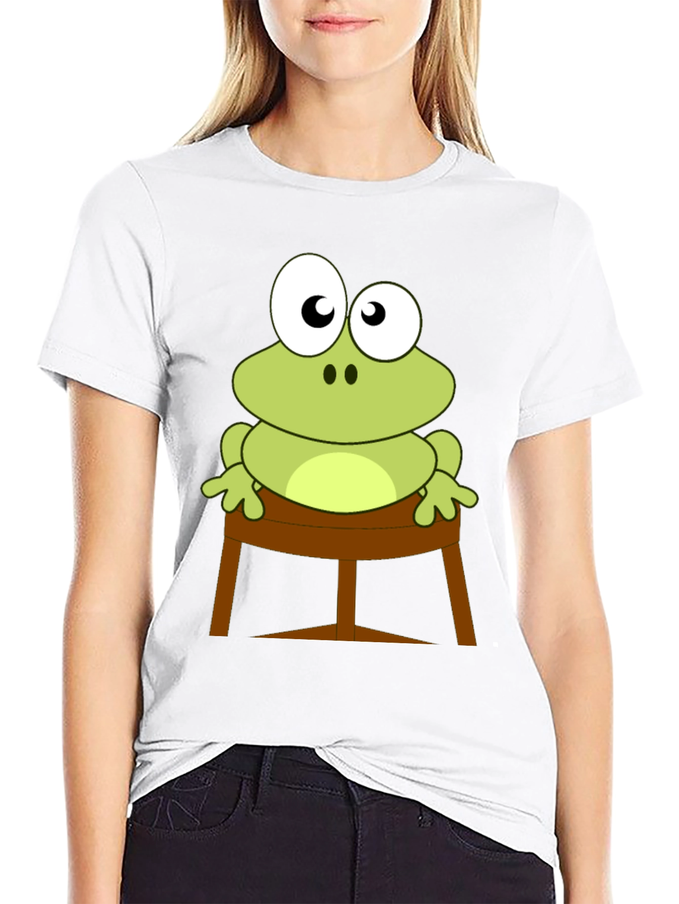Frog on Stool Graphic Tee - Mens Black T-Shirt