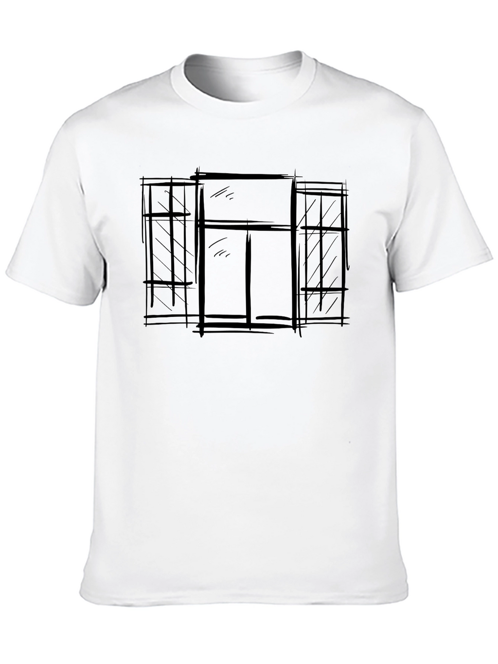 Abstract Window Graphic Tee - Modern Style