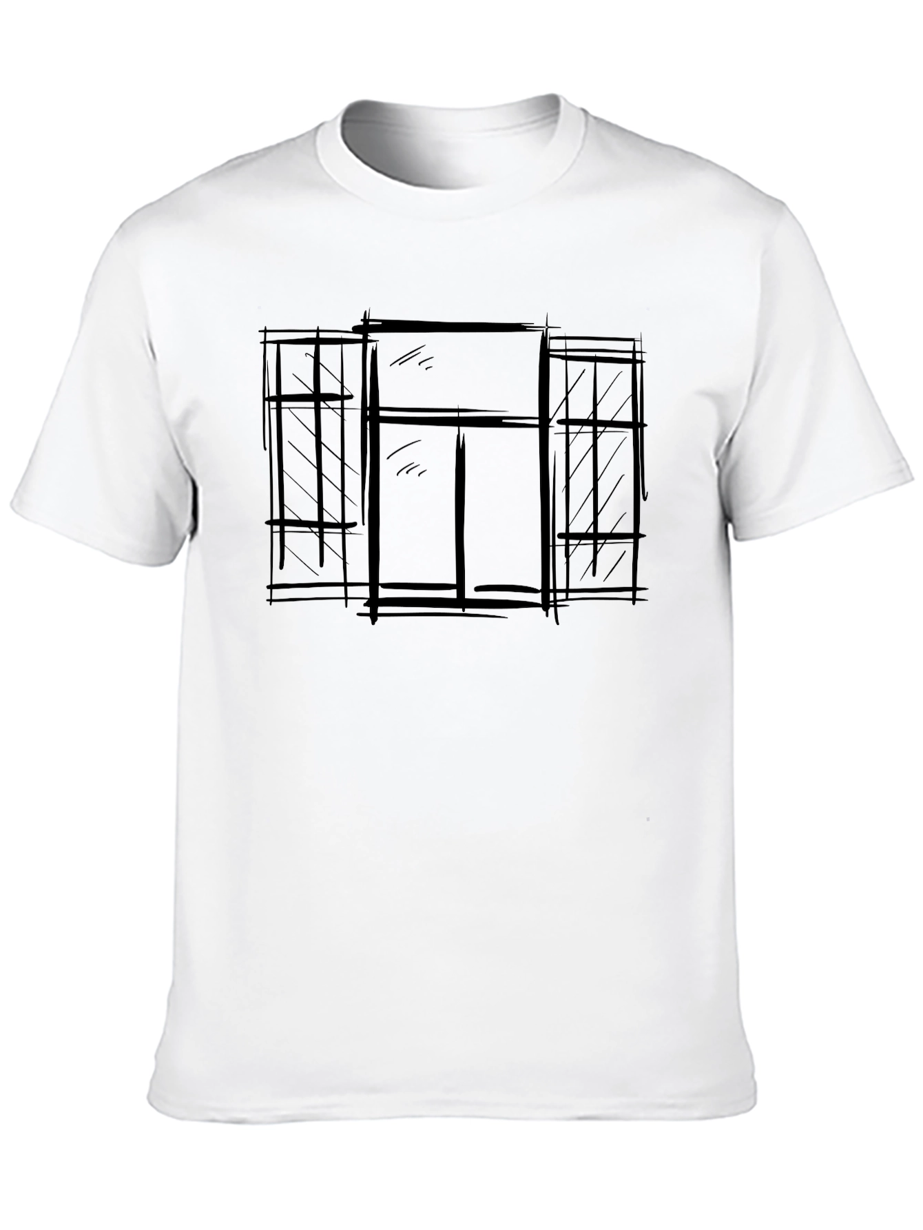 Abstract Window Graphic Tee - Modern Style