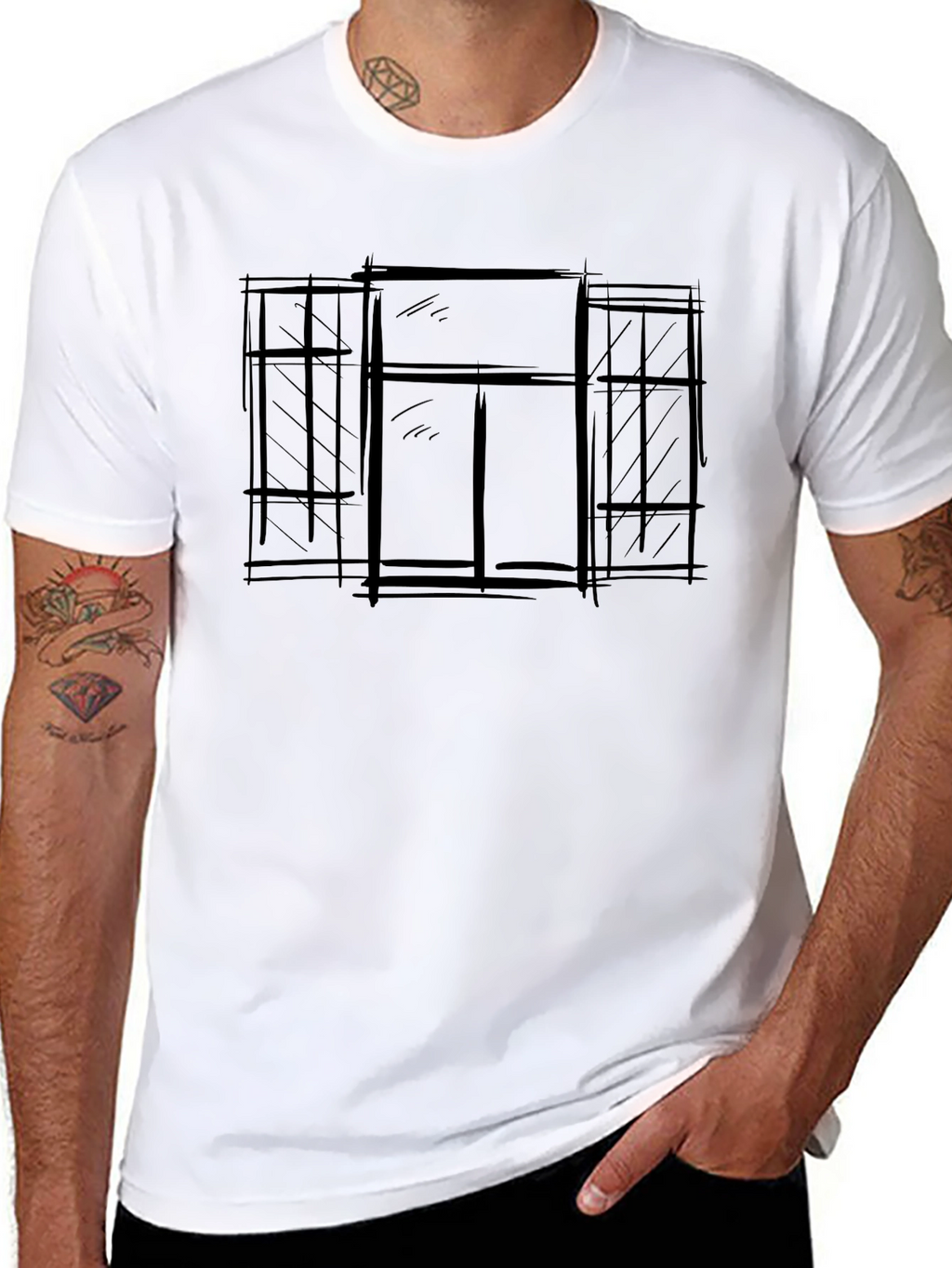 Abstract Window Graphic Tee - Modern Style