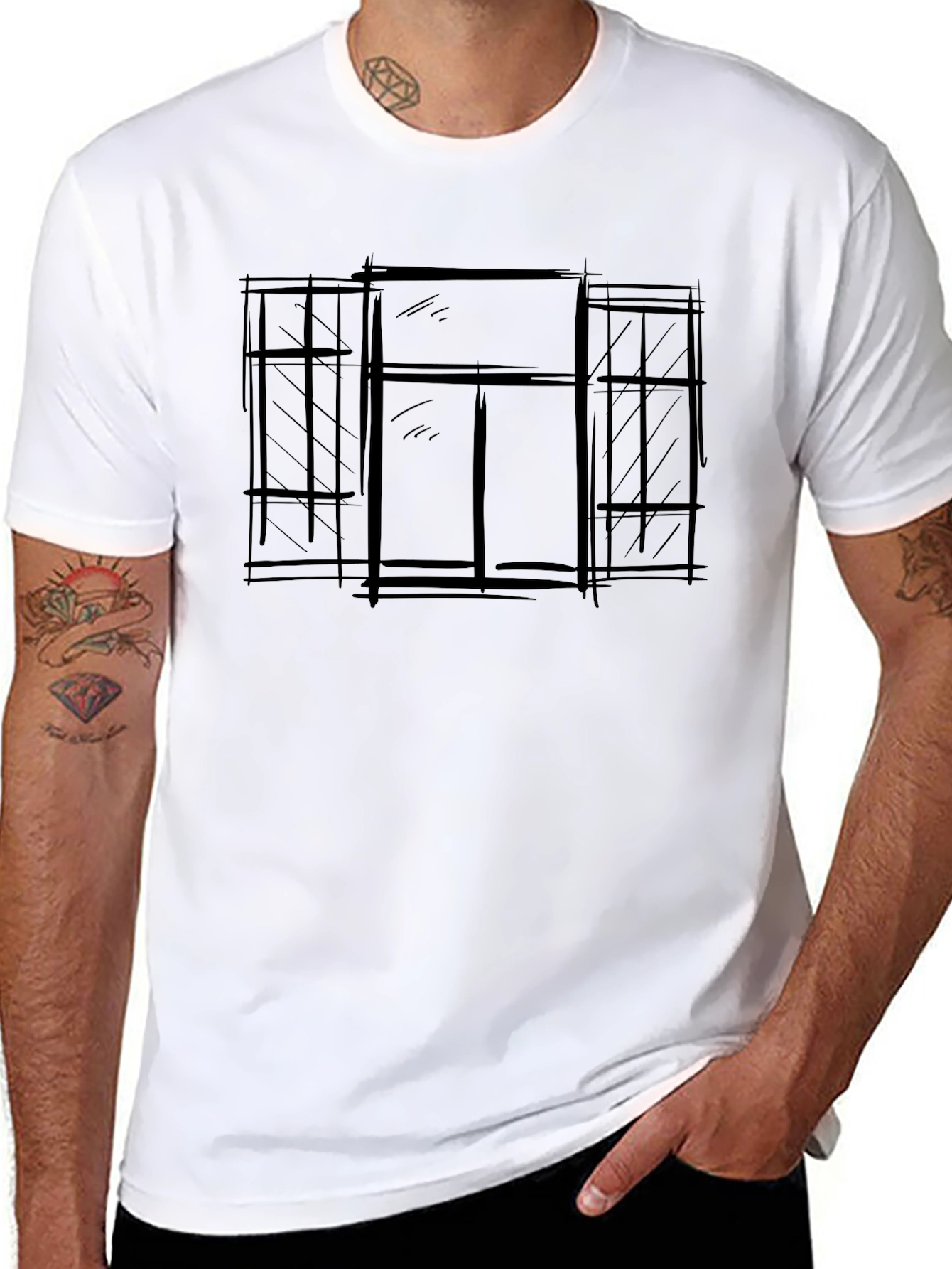Abstract Window Graphic Tee - Modern Style