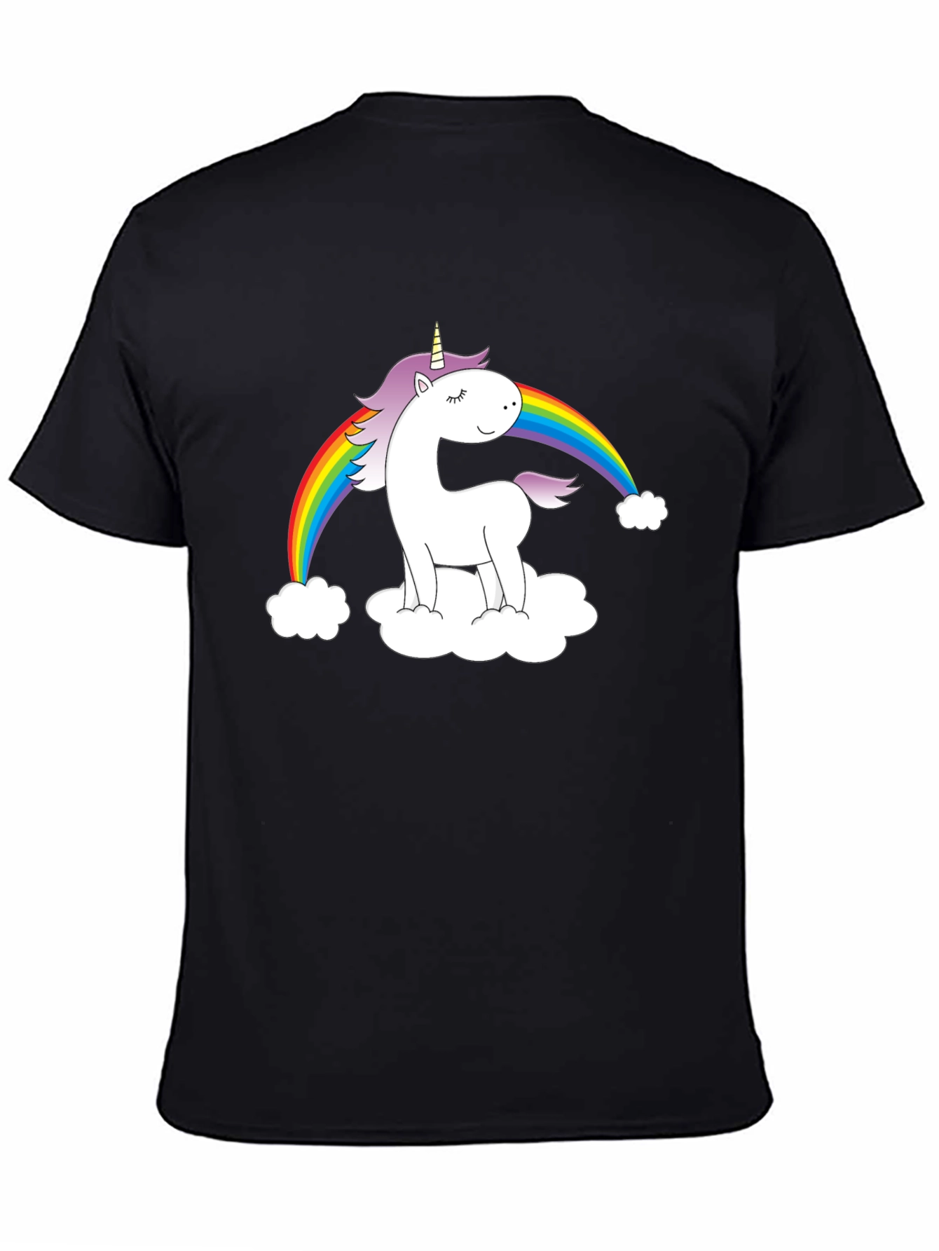 Unicorn Rainbow Graphic Tee - Black Cotton Shirt