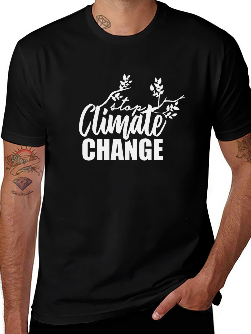 Stop Climate Change T-Shirt - Black