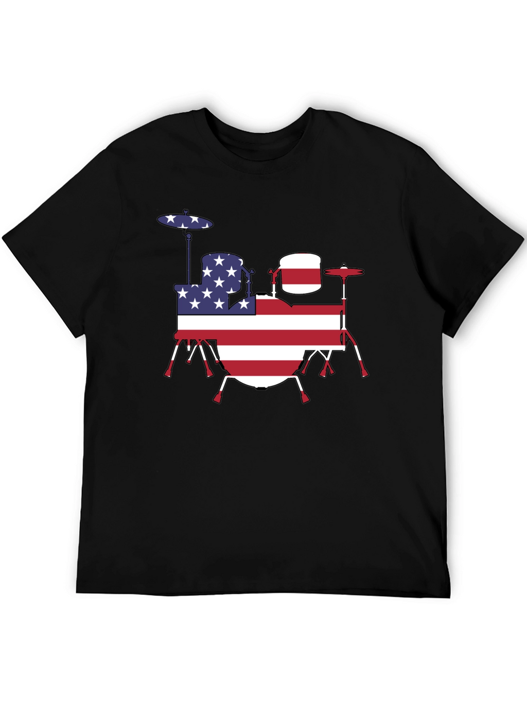 Patriotic Drum Kit T-Shirt - USA Flag Design