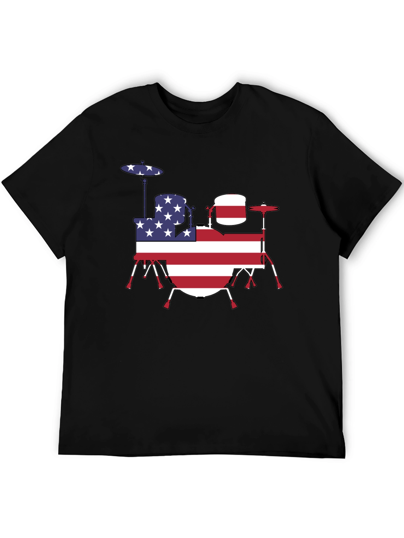 Patriotic Drum Kit T-Shirt - USA Flag Design
