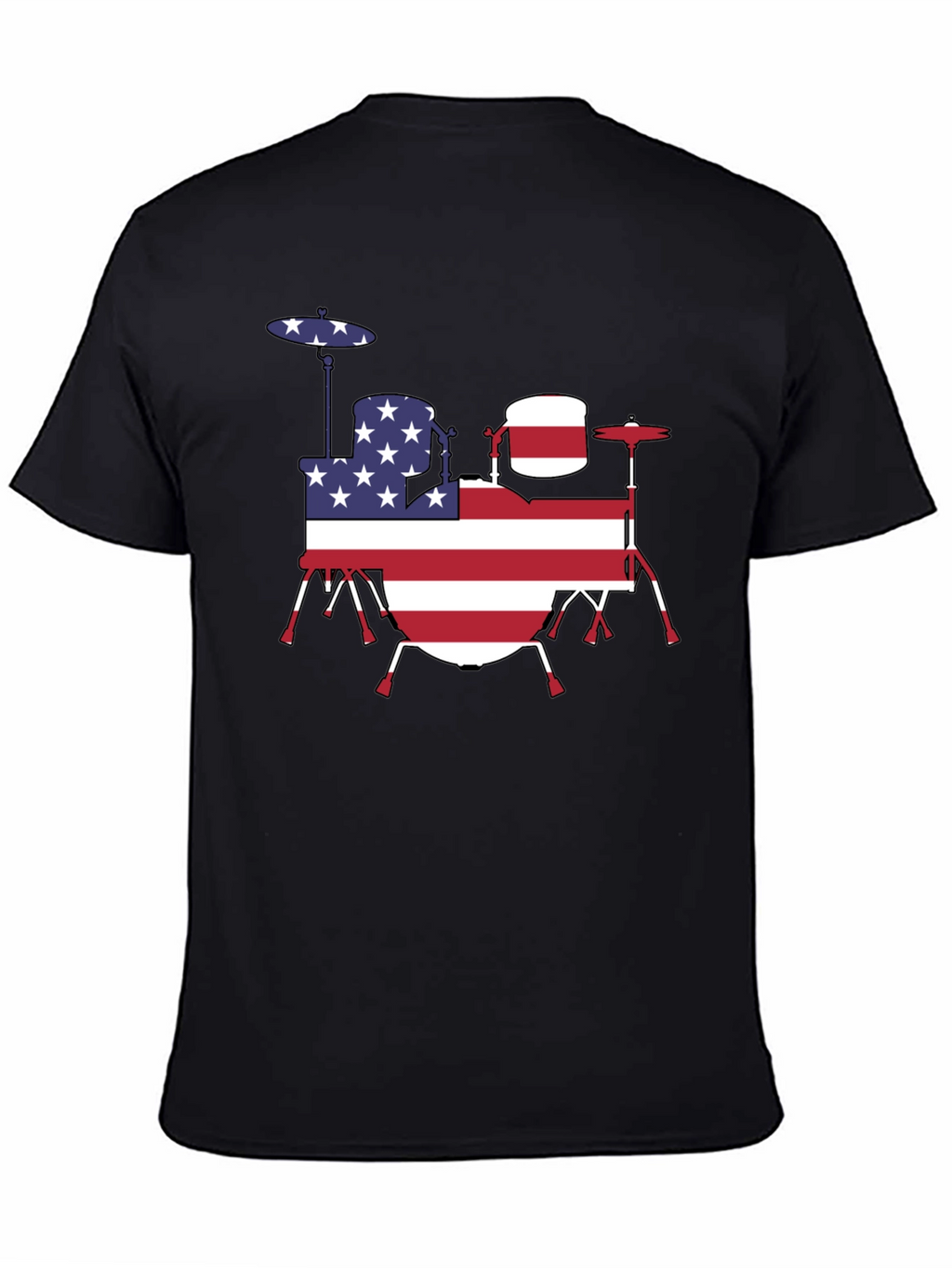 Patriotic Drum Kit T-Shirt - USA Flag Design
