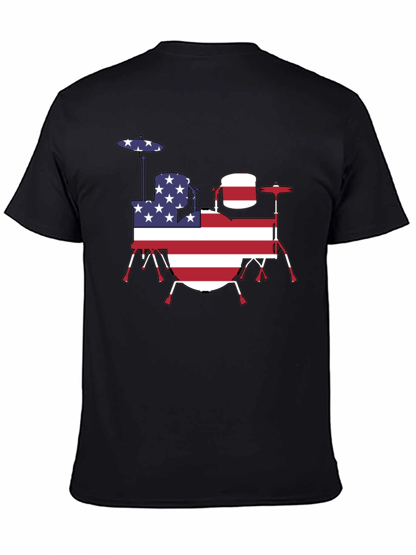 Patriotic Drum Kit T-Shirt - USA Flag Design