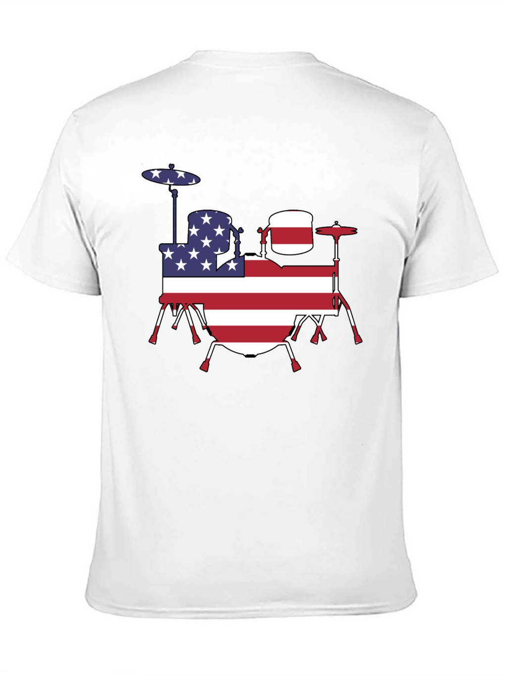 Patriotic Drum Kit T-Shirt - USA Flag Design