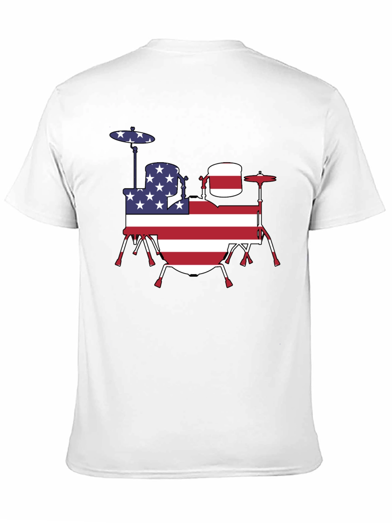 Patriotic Drum Kit T-Shirt - USA Flag Design