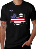 Patriotic Drum Kit T-Shirt - USA Flag Design