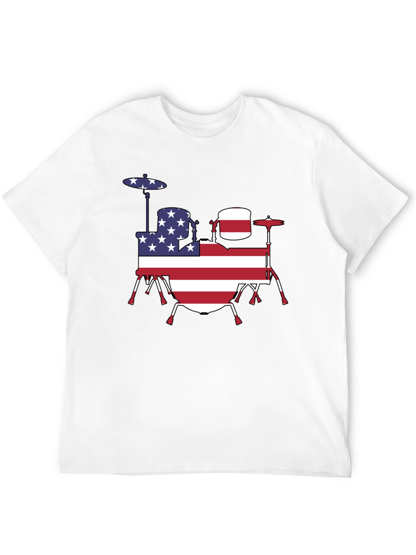 Patriotic Drum Kit T-Shirt - USA Flag Design