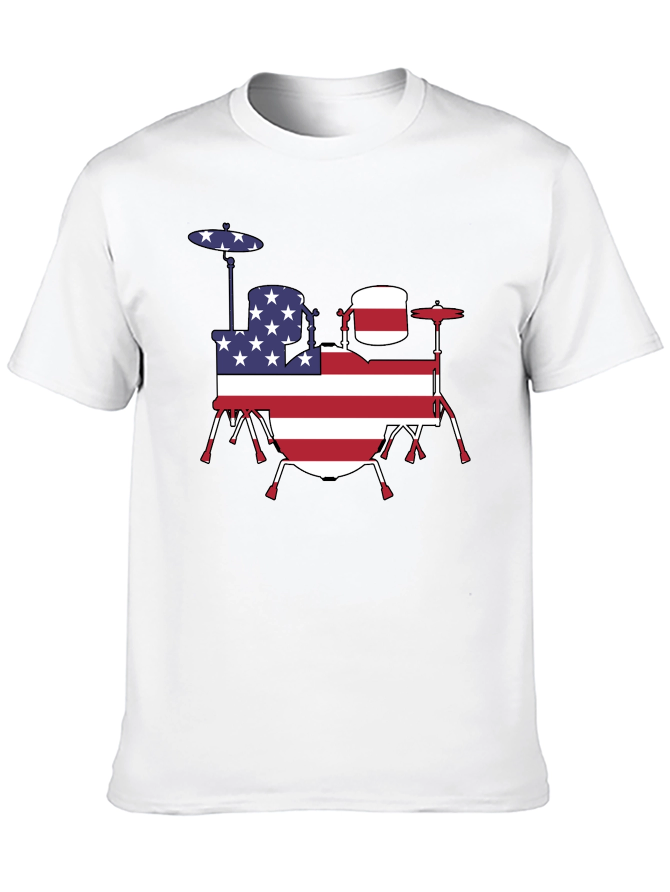 Patriotic Drum Kit T-Shirt - USA Flag Design