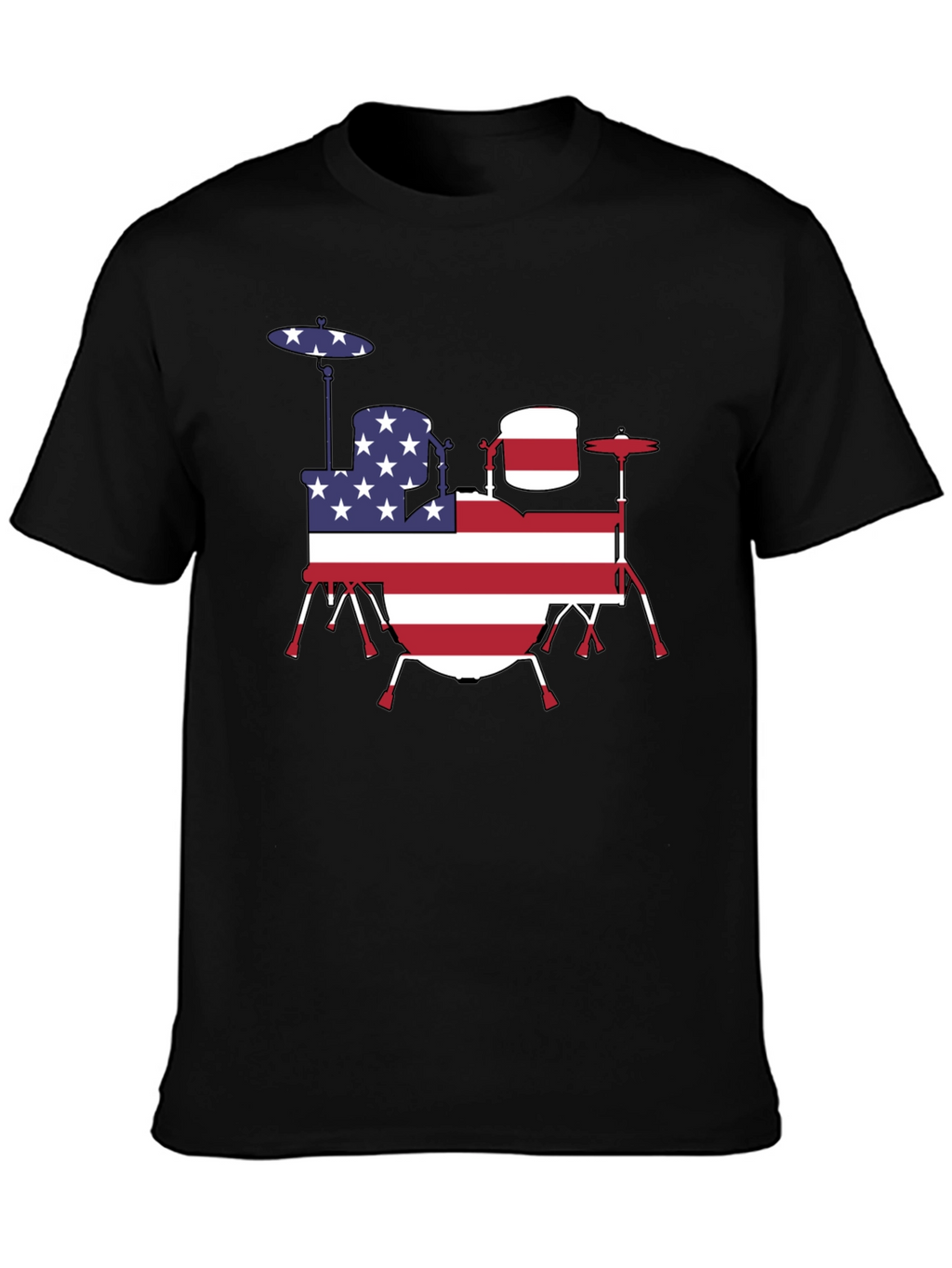 Patriotic Drum Kit T-Shirt - USA Flag Design
