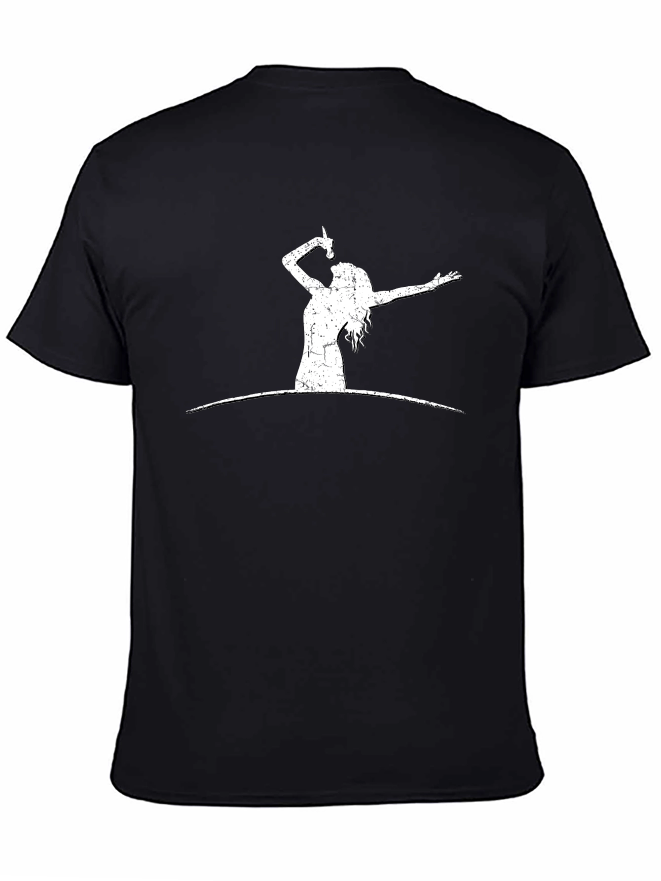 Retro Rocker Graphic Tee - Black Cotton Casual T-Shirt