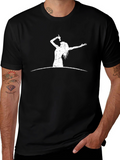 Retro Rocker Graphic Tee - Black Cotton Casual T-Shirt