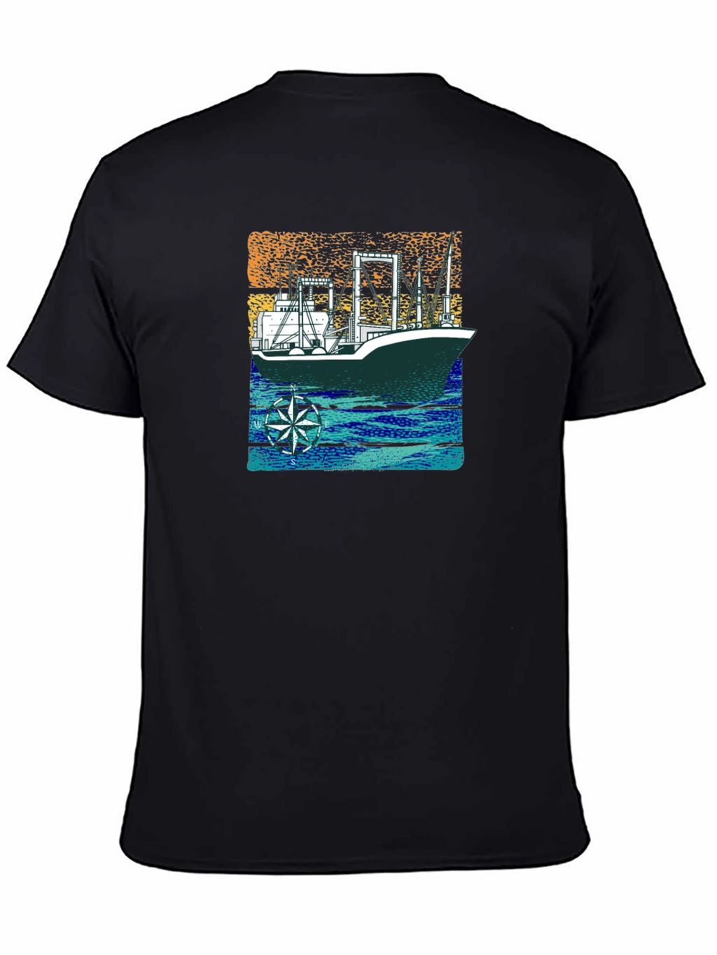 Nautical Vessel Graphic T-Shirt - Black