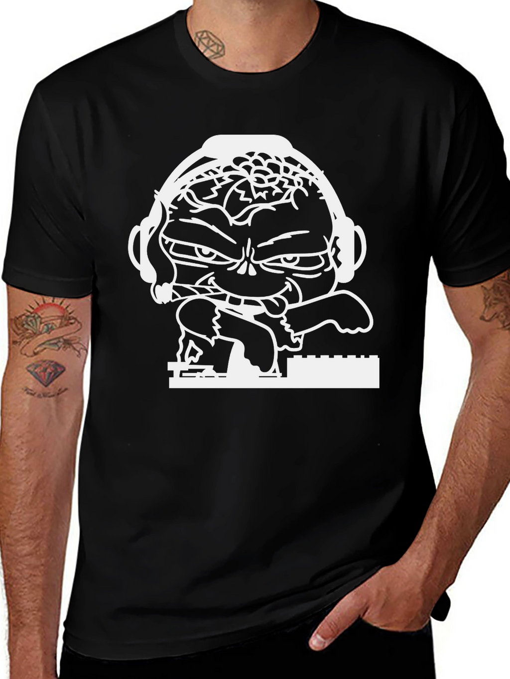 DJing Cartoon Graphic Tee - Cool Style