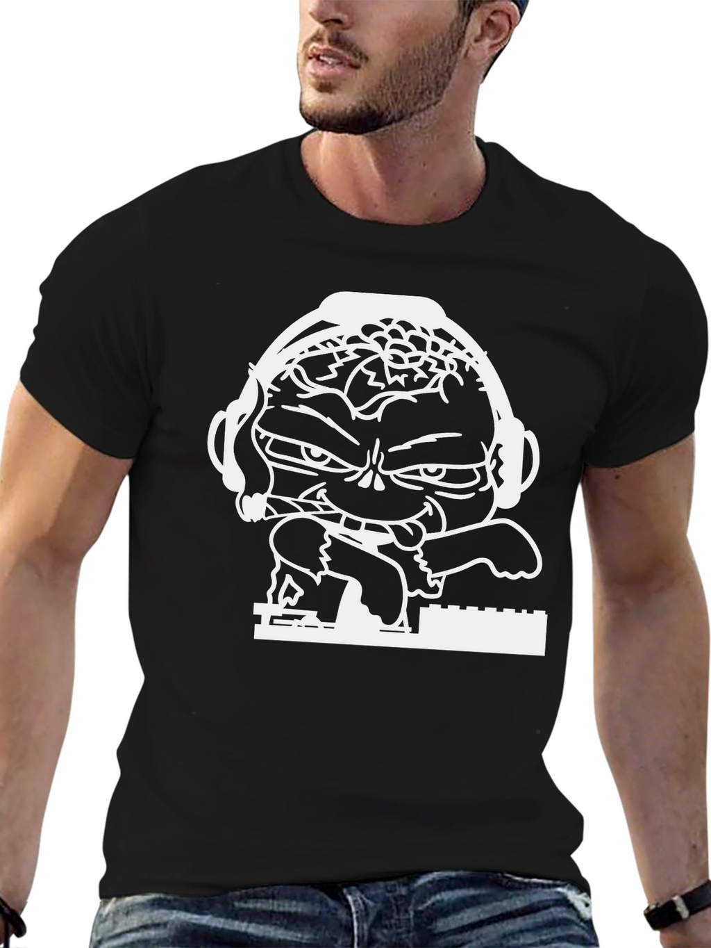 DJing Cartoon Graphic Tee - Cool Style