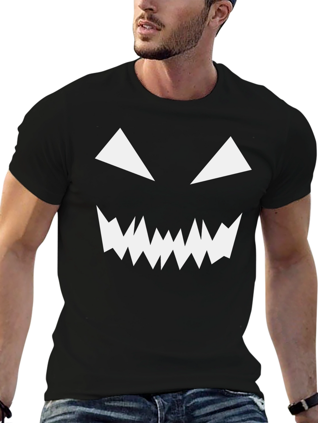 Spooky Face Black T-Shirt