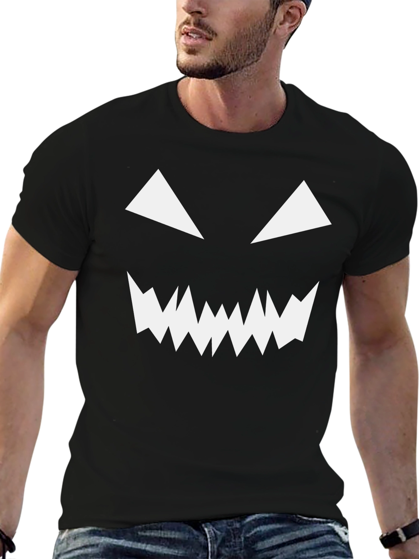 Spooky Face Black T-Shirt