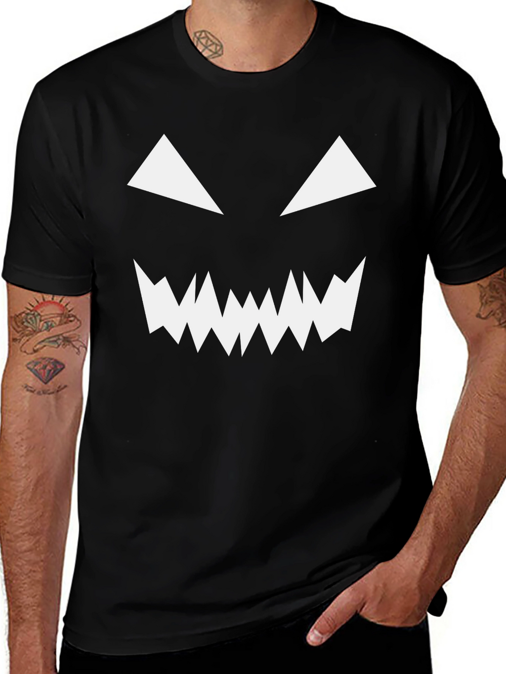 Spooky Face Black T-Shirt
