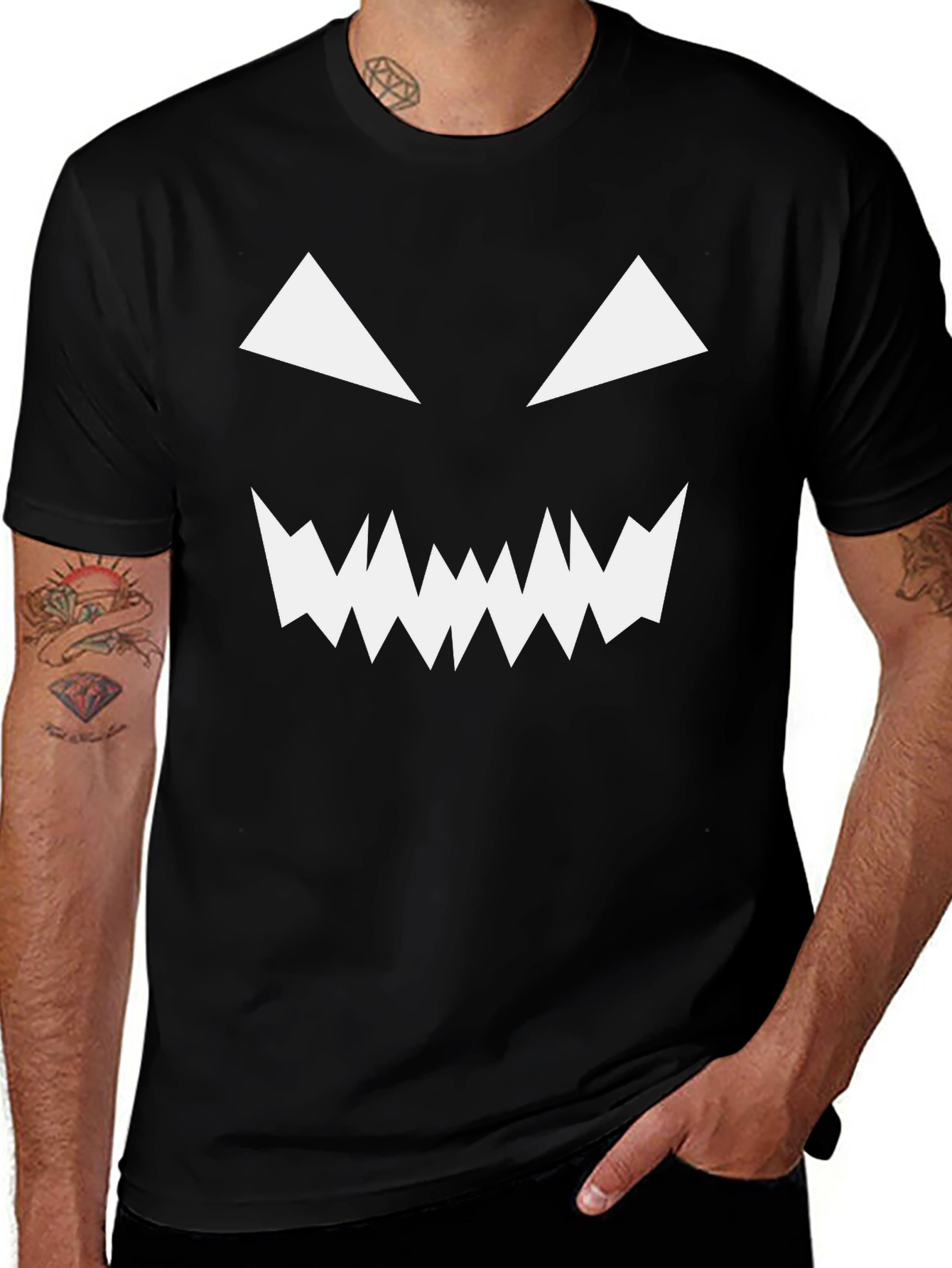 Spooky Face Black T-Shirt