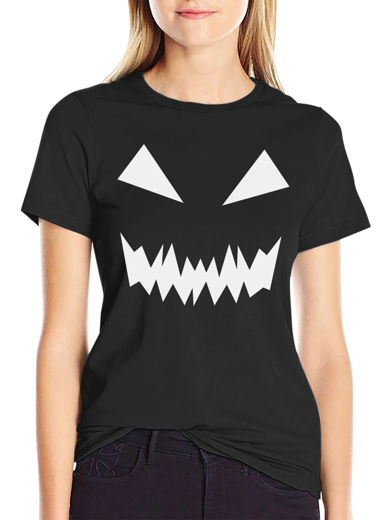 Spooky Face Black T-Shirt