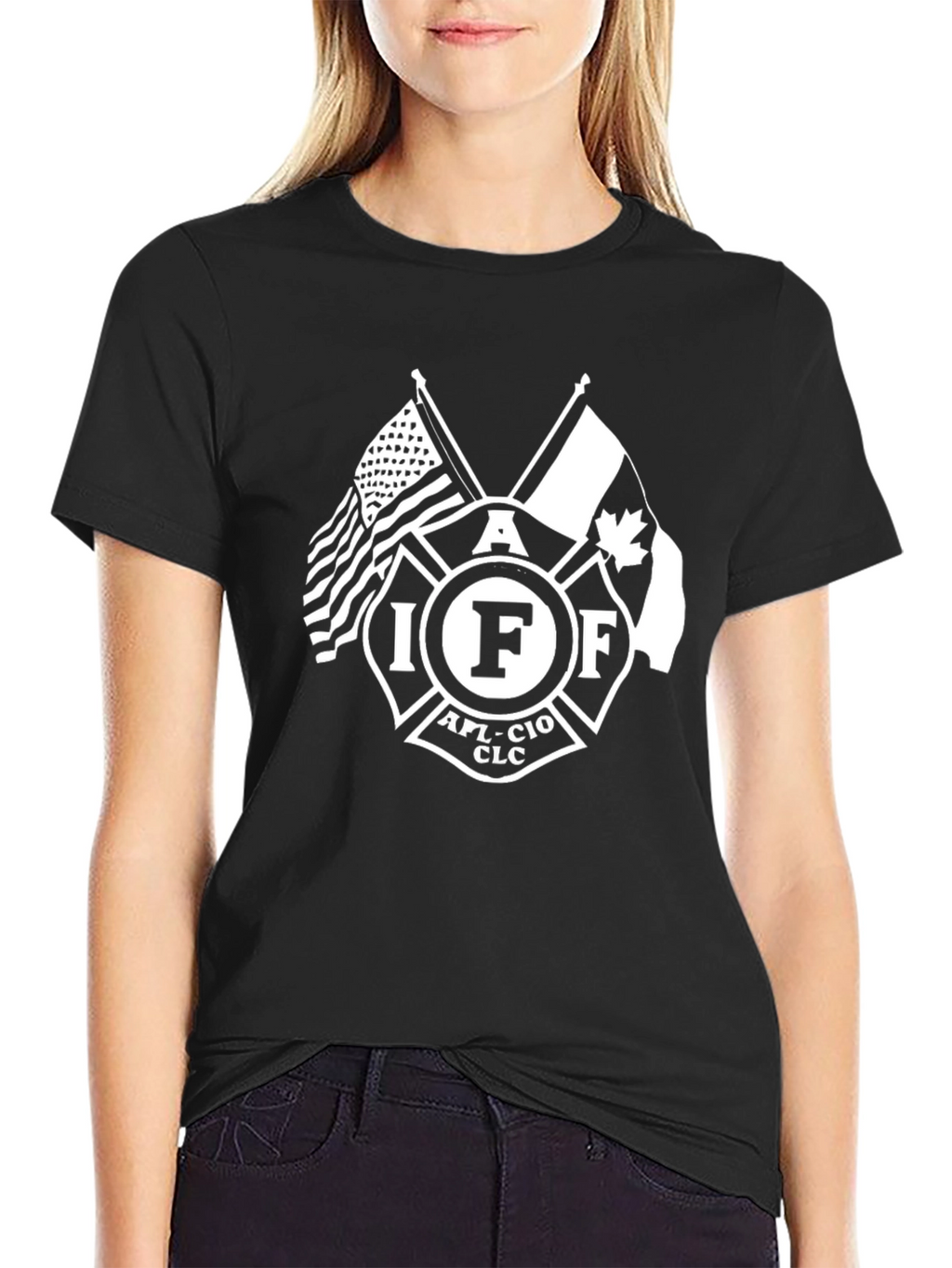 IAFF Firefighter T-Shirt - USA Canada Flags
