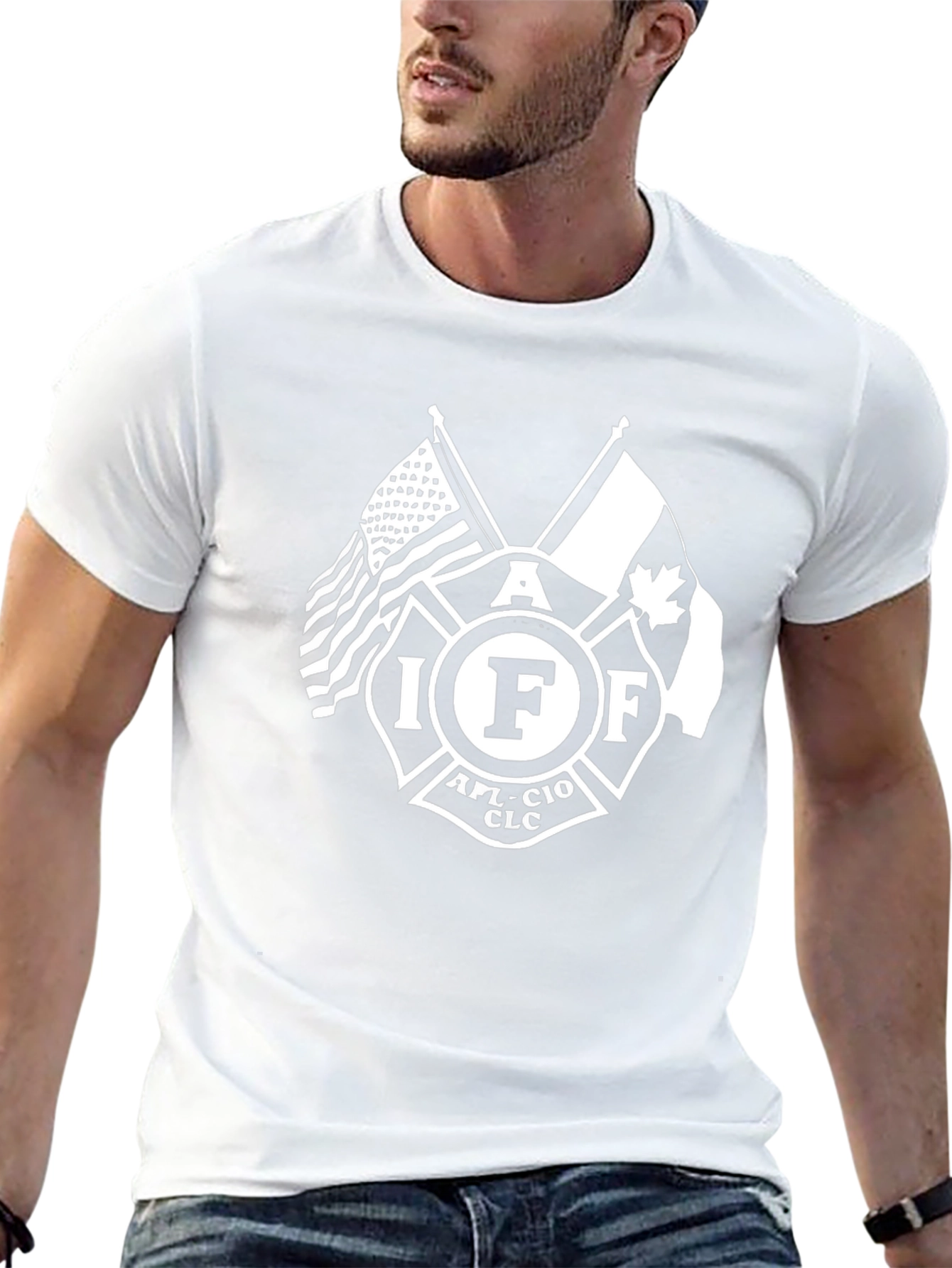 IAFF Firefighter T-Shirt - USA Canada Flags
