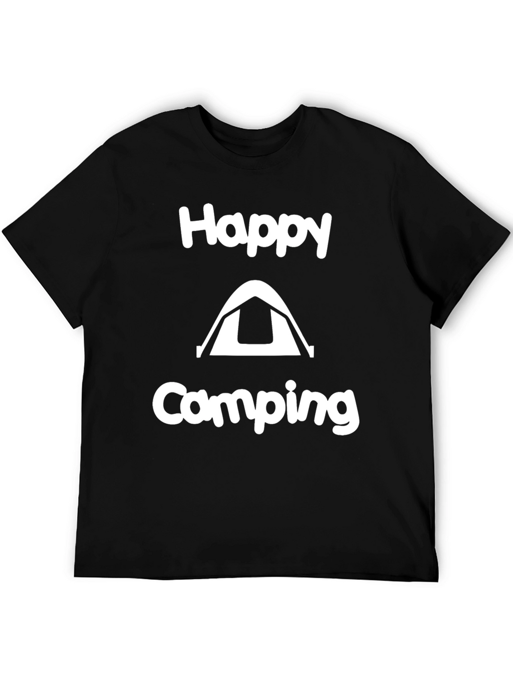 Happy Camping Graphic Tee - Black Cotton T-Shirt