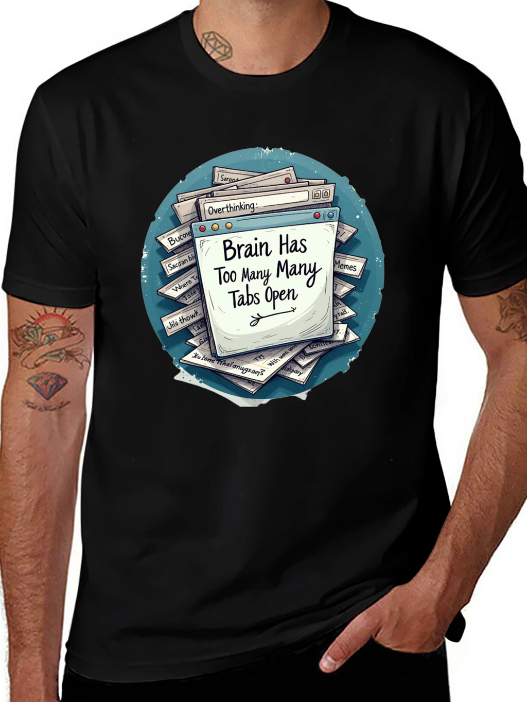 Brain Overload T-Shirt - Too Many Tabs Open