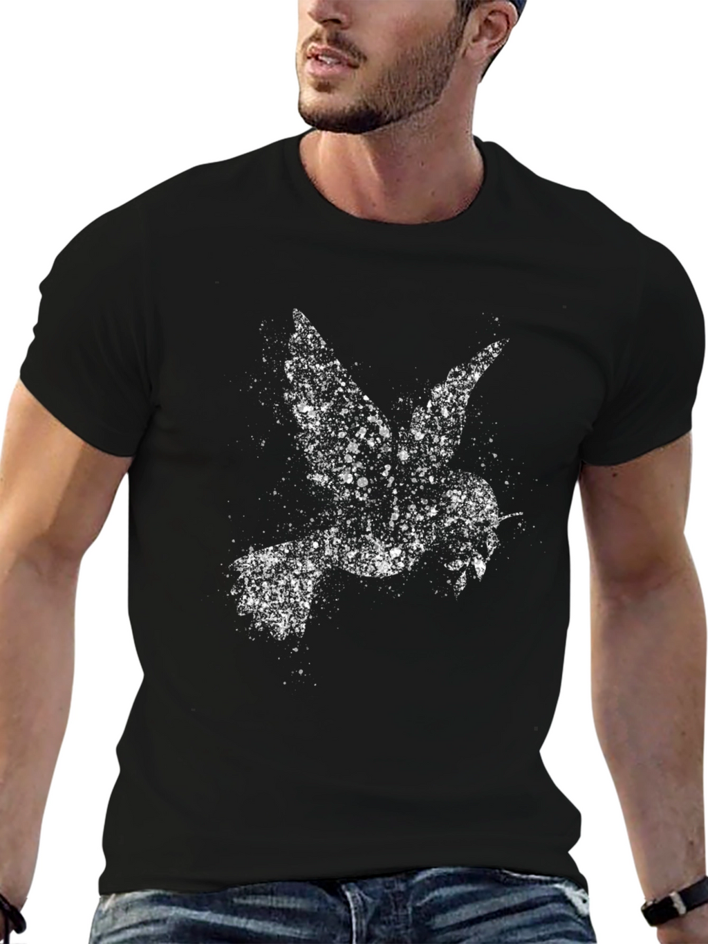 Abstract Dove Graphic Black T-Shirt