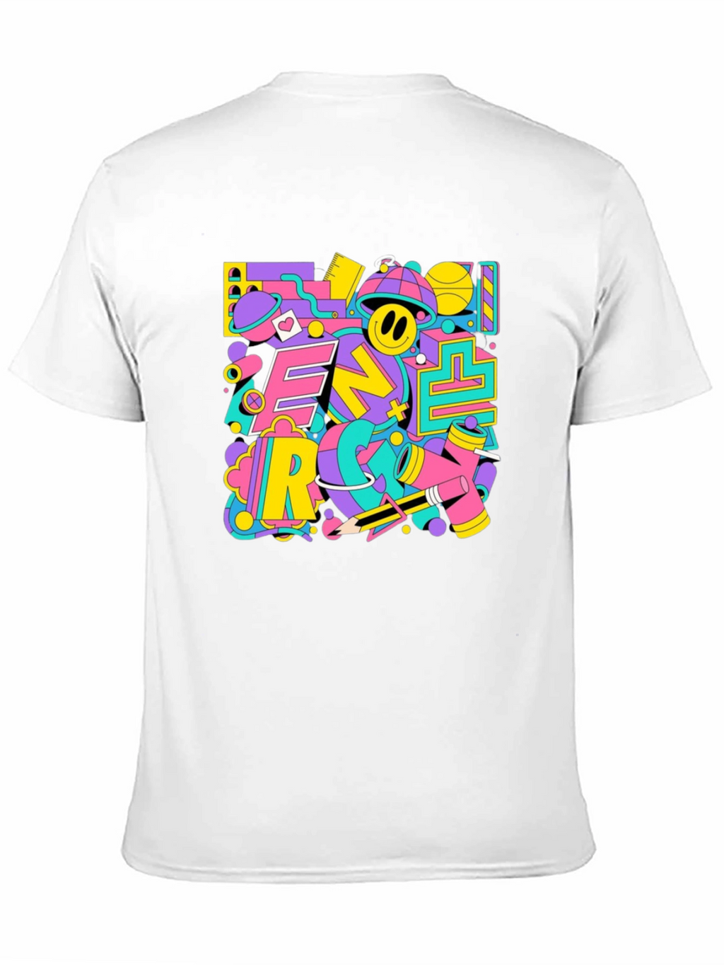 Funky Retro Graphic Print Black T-Shirt