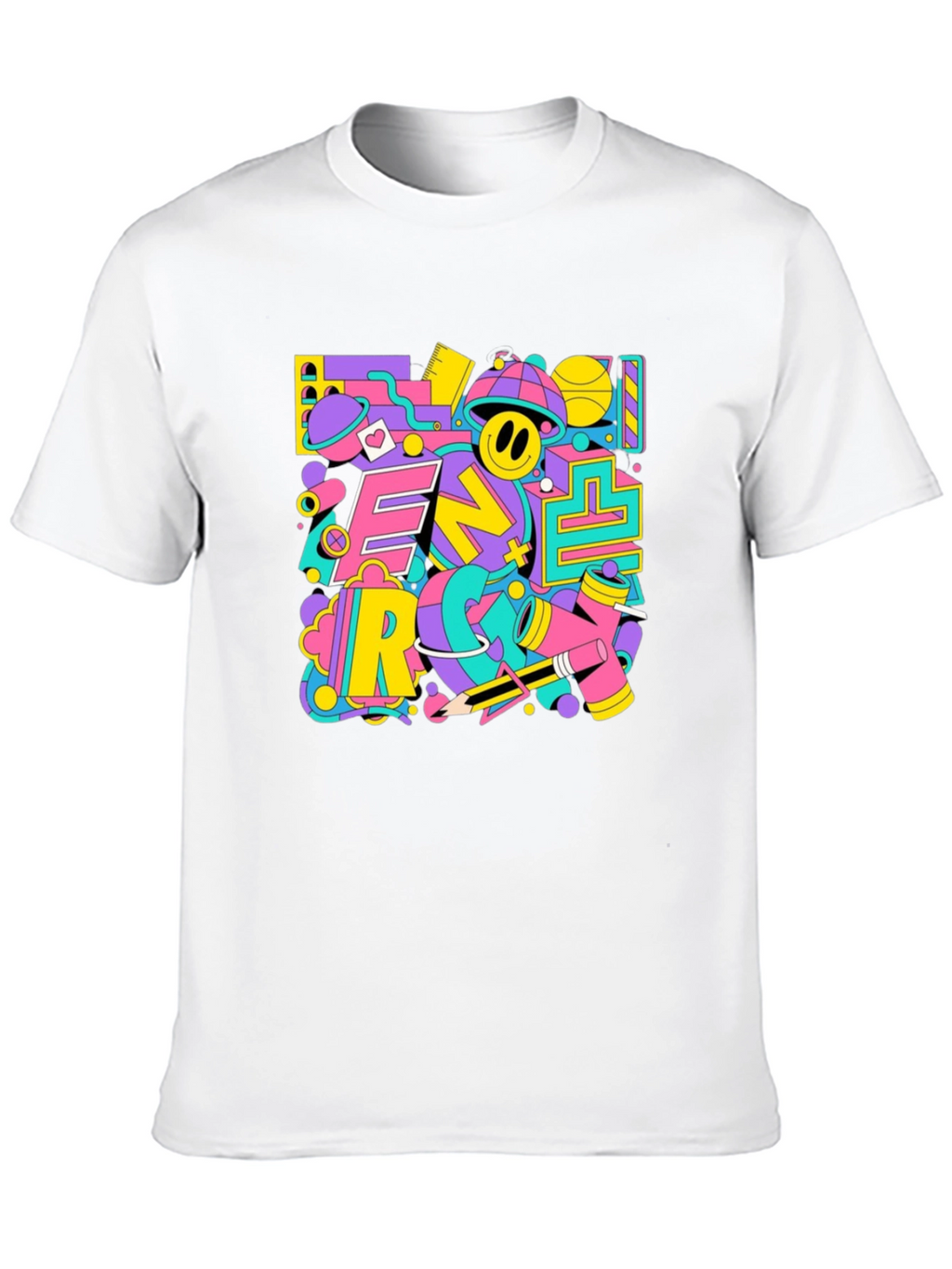 Funky Retro Graphic Print Black T-Shirt