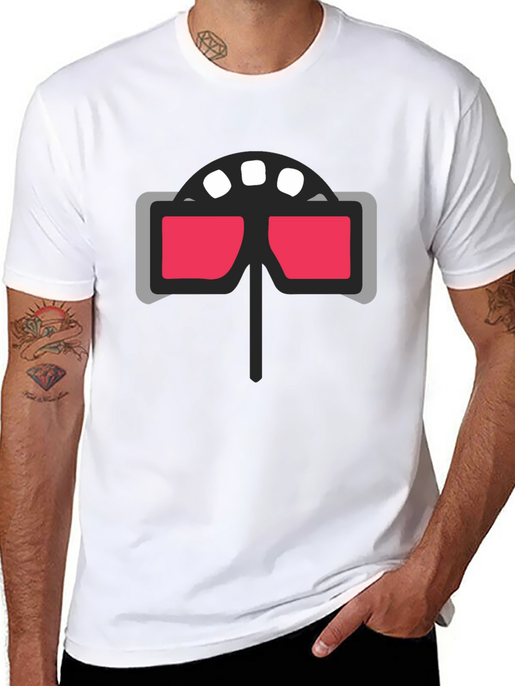 Retro 3D Glasses Graphic Tee - Cool Cinema Style