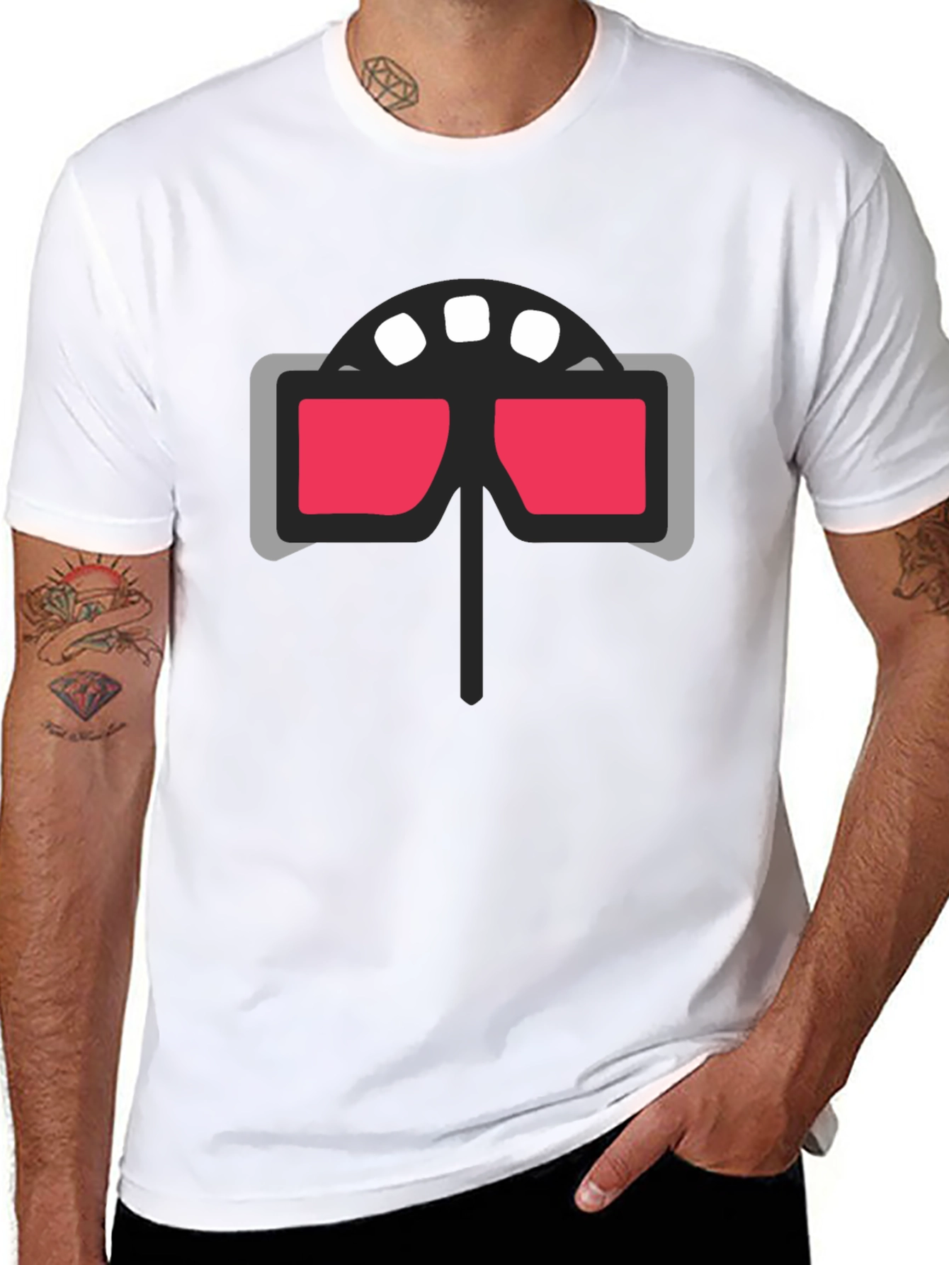 Retro 3D Glasses Graphic Tee - Cool Cinema Style
