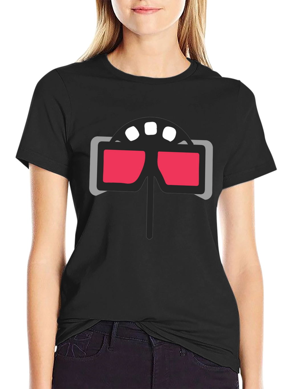 Retro 3D Glasses Graphic Tee - Cool Cinema Style
