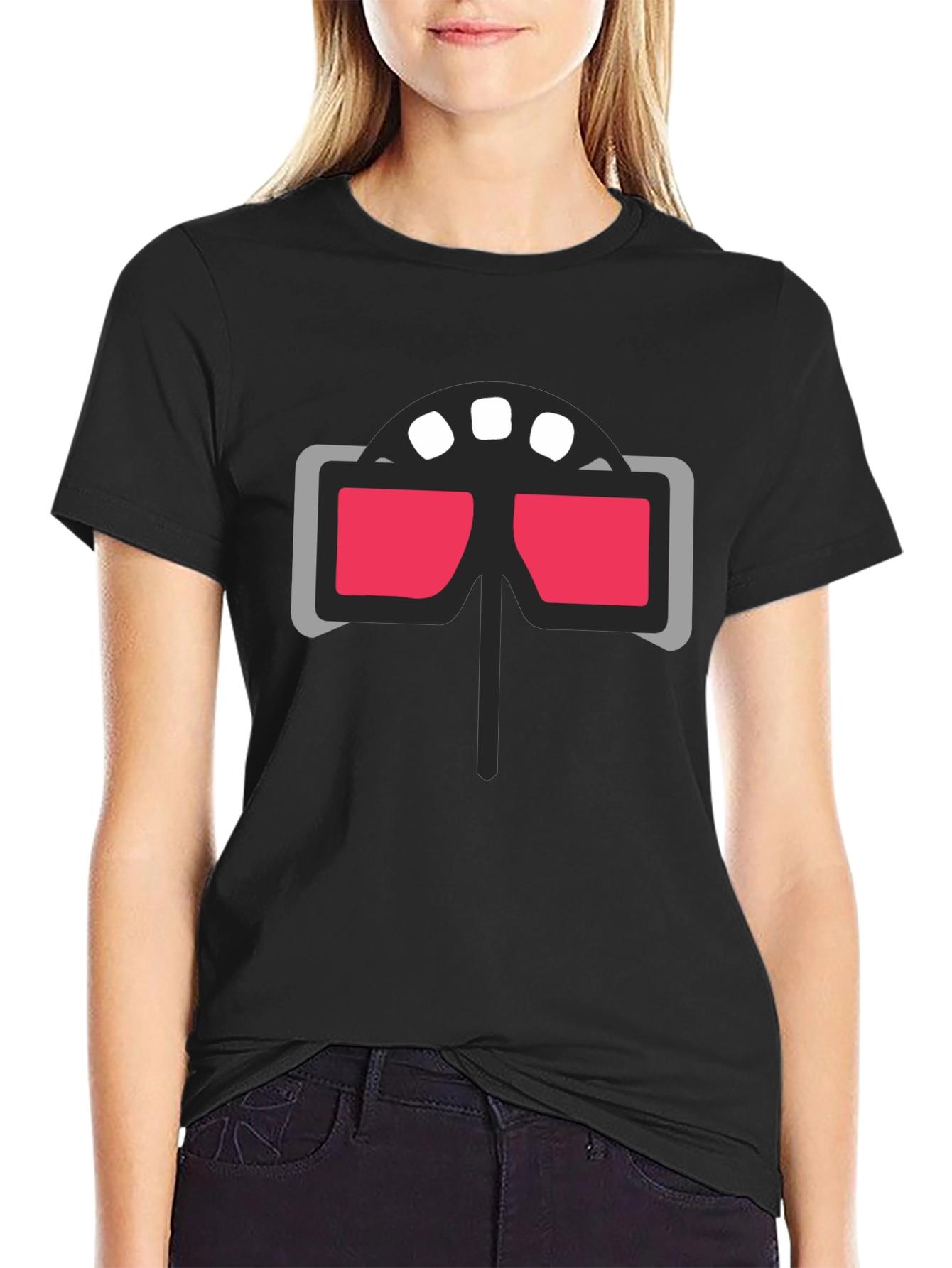 Retro 3D Glasses Graphic Tee - Cool Cinema Style