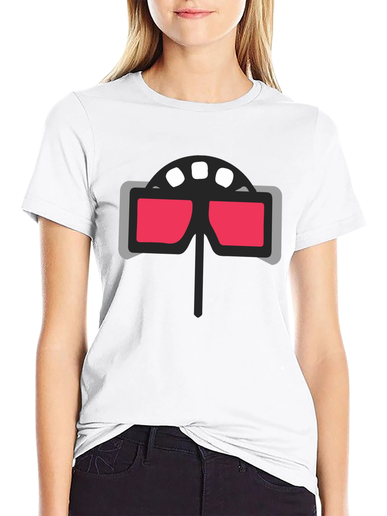 Retro 3D Glasses Graphic Tee - Cool Cinema Style