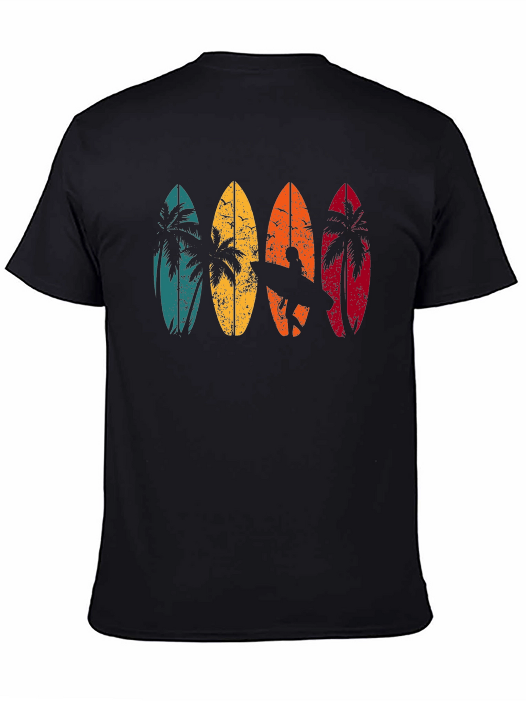 Retro Surfboard Palm Tree Graphic T-Shirt