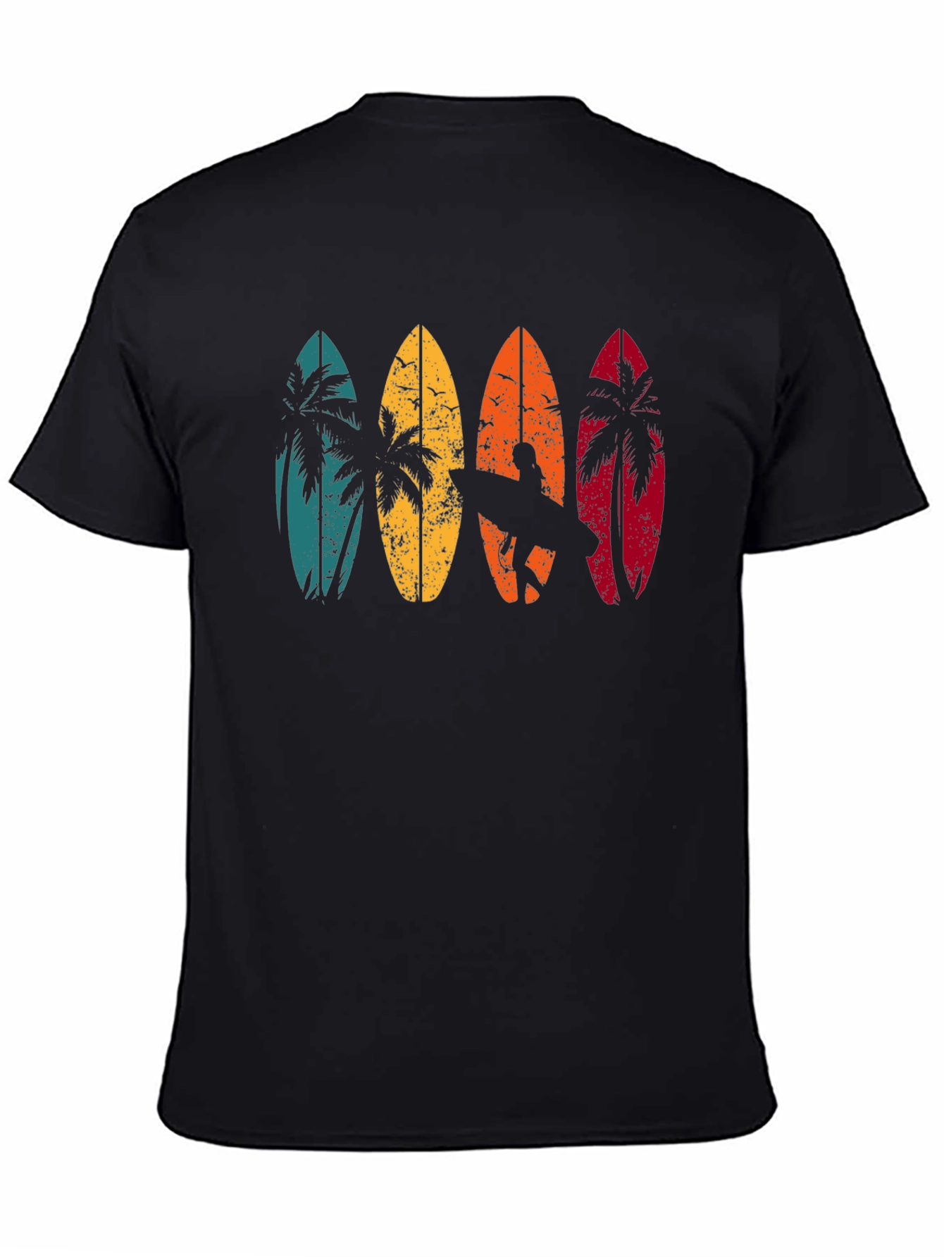 Retro Surfboard Palm Tree Graphic T-Shirt